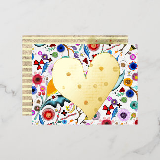 Gold gebrochenes Herz Folie Einladungspostkarte