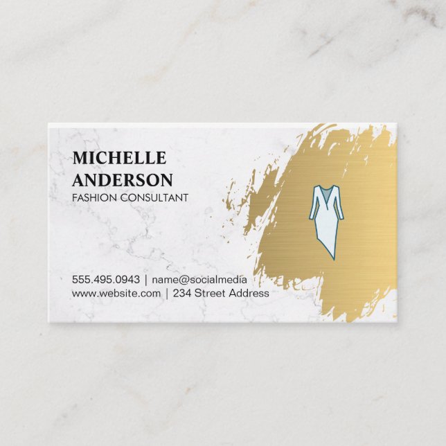 Gold gebürstet | Wardrobe Artist | Mode-Designer Visitenkarte (Vorderseite)