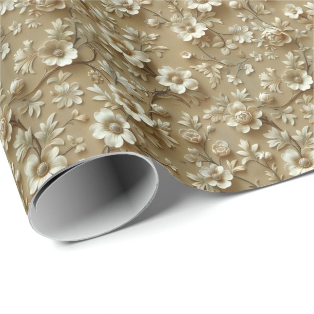 Gold Geburtstagsjubiläum Blumengeschenke Geschenkpapier (Rolleneckpunkt)