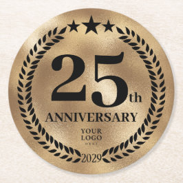 Gold-Gedenklogo zum 25. Jubiläum Runder Pappuntersetzer