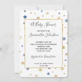 Gold Gelb Blaue Sterne Baby Shower Einladung