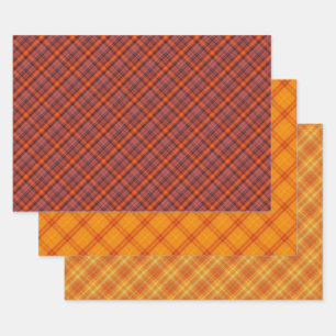 GOLD-GELBE-KARIERTE SCHIEFEN AUS ROTEM ORANGE GESCHENKPAPIER SET