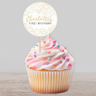 Gold Gem First Birthday - Custom Party Stickers