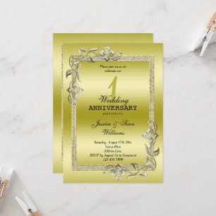 Gold Gem & Glitter 1. Hochzeitstag Einladung