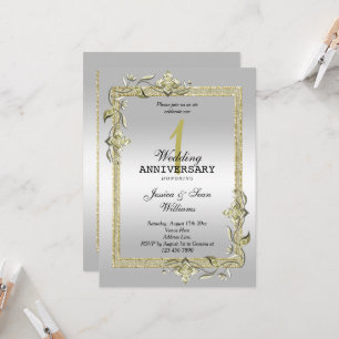 Gold Gem, Glitter & Silber 1. Hochzeit Einladung