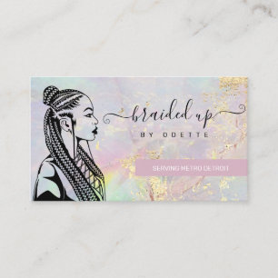 Gold Gemstone Braider Stylist Business Card Visitenkarte