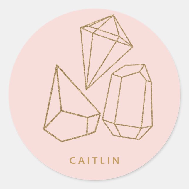 Gold Gemstone Roush Pink Return Umschlag Aufkleber (Vorderseite)