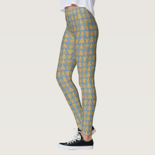 Gold Geo-Schritt-  im Freien u. blaues Muster Leggings