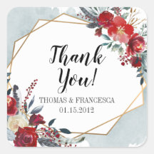 Gold Geometric Boho Floral Wedding Stickers