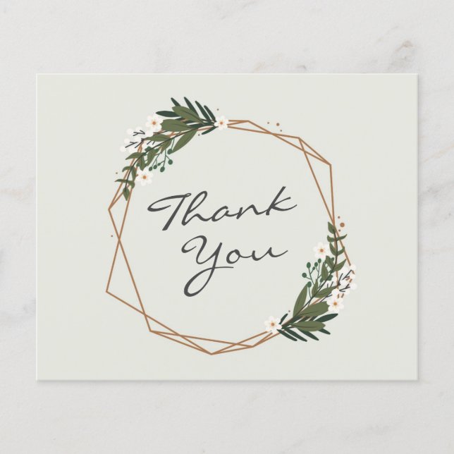 Gold Geometric Budget Hochzeit Dankeschön Karte (Vorderseite)