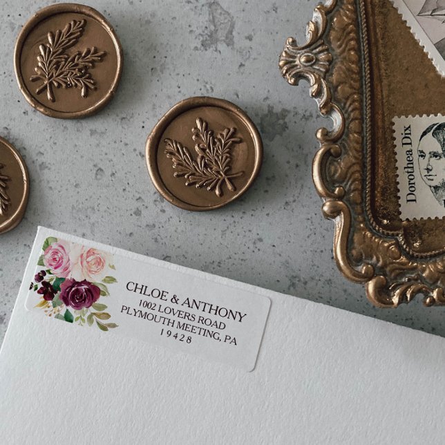 Gold Geometric Burgundy Rücksendeadresse (Von Creator hochgeladen)