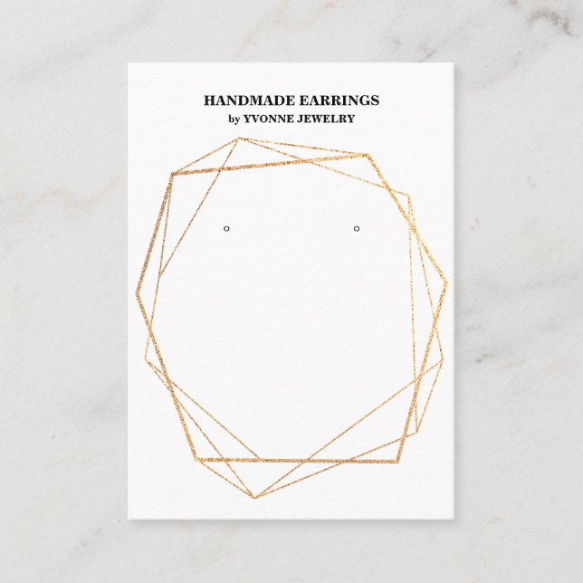 Gold Geometric Earring Display Business Card Visitenkarte (Vorderseite)