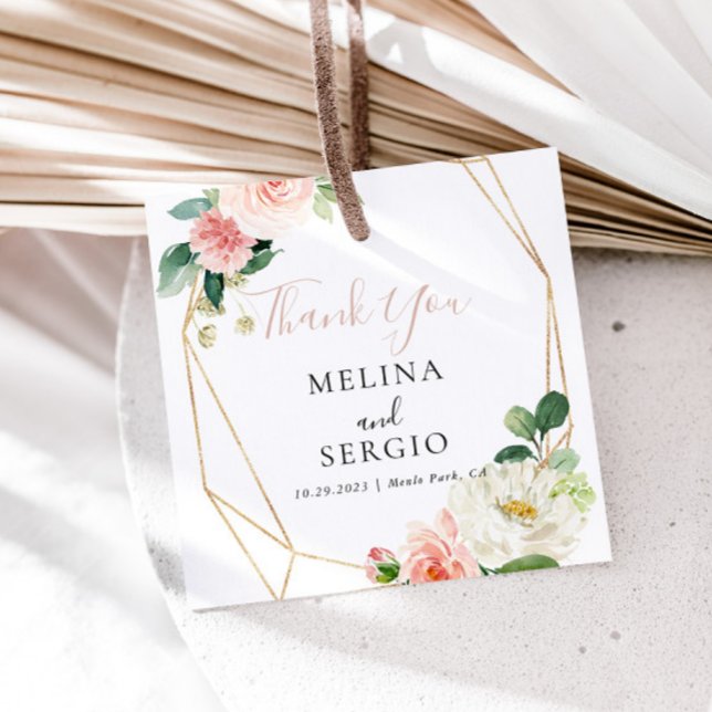 Gold Geometric Fall Blume Hochzeitsdanken Geschenkanhänger (Von Creator hochgeladen)