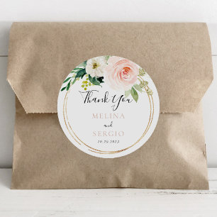 Gold Geometric Fall Blume Hochzeitsdanken Runder Aufkleber