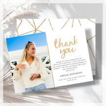 Gold Geometric Foto Abschluss Danke Karte