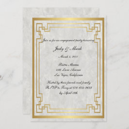 Gold Geometric Marble Wedding Engagement Party Einladung