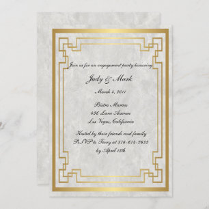 Gold Geometric Marble Wedding Engagement Party Einladung