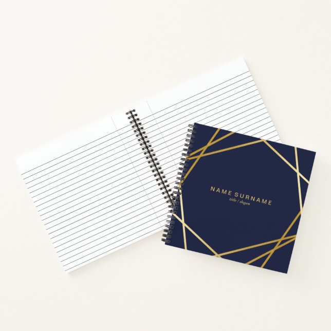 Gold Geometric Midnight Blue 8.5" Spiral NoteBook Notizbuch (Innenseite)