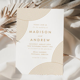 Gold Geometric Swirl Wedding Einladung