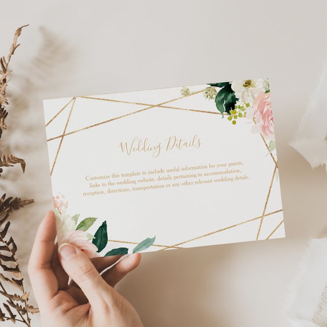 Gold Geometric Wedding Details Enclosure Card Begleitkarte (Von Creator hochgeladen)