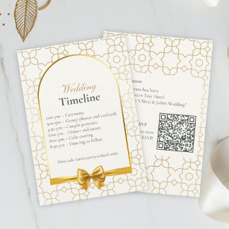 Gold Geometric Wedding Timeline Cards with QR Code Begleitkarte
