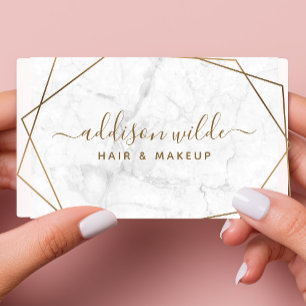 Gold Geometrisch Weißer Marmor Abstract Einfach Mo Visitenkarte