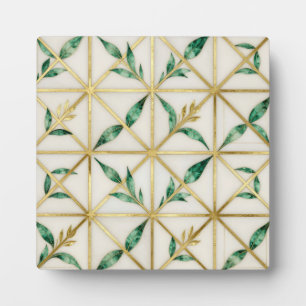 Gold geometrisches Smaragd-Blatt Luxus-Muster Fotoplatte