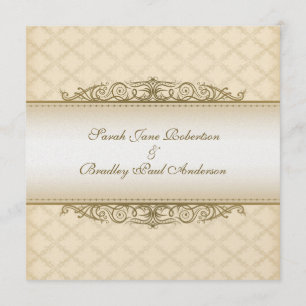 Gold gequiltete Print Baroque Wedding Einladungen