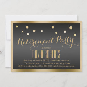 Gold Gerahmt Confetti Dots Dark Retirement Party Einladung
