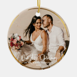 Gold Gerahmt unser erstes Weihnachtsfest Mr. & Mrs Keramik Ornament