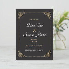 Gold gerahmte Save the Date Hochzeitskarte Elegant Einladung