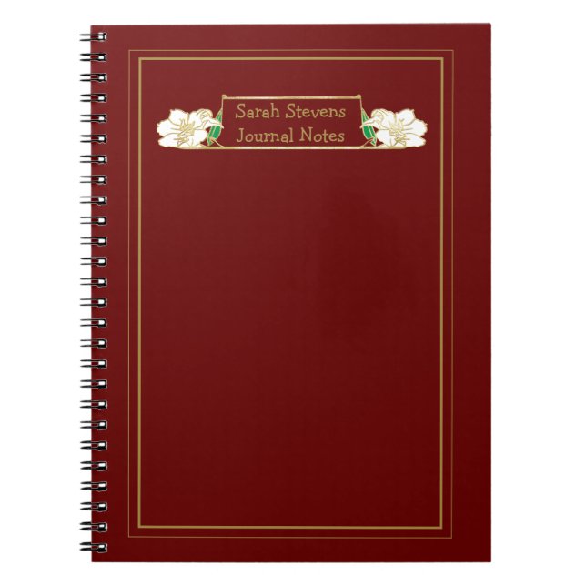 Gold Gerahmtes Verziertes White Floral Notebook Notizblock (Vorderseite)