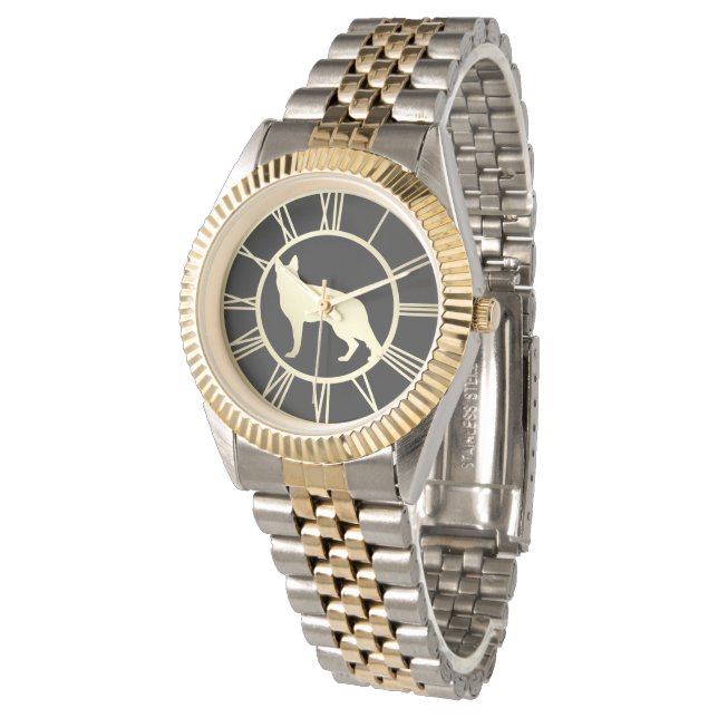 Gold German Shepherd Dog Armbanduhr (Schrägansicht)