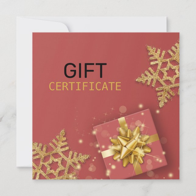 Gold Geschenkboxen Glitzer Snowflakes Rote Geschen (Vorderseite)