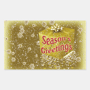 Gold Geschenke der Schneeflocken n Weihnachts Rechteckiger Aufkleber