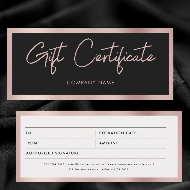 Gold-Geschenkgutschein für Black Rose (Black Rose Gold Business Gift Certificate Voucher)
