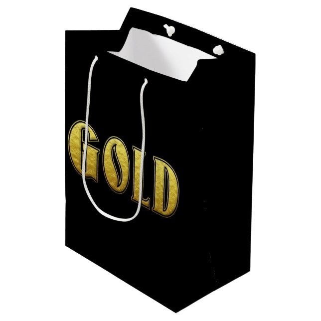 Gold-Geschenktasche Mittlere Geschenktüte (Vorderseite Schrägansicht)