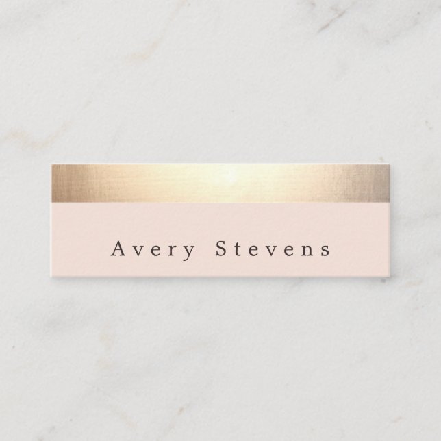 Gold gestreift (kein Glanz) Modernes, helles Rosa Mini Visitenkarte (Vorderseite)