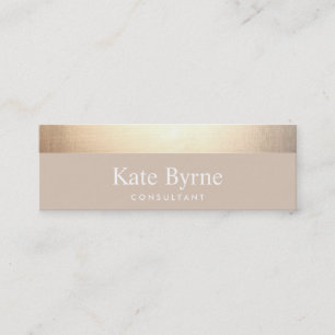 Gold gestreift Moderne, stilvolle Beige Tan Mini Visitenkarte