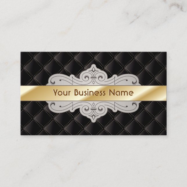 Gold gestreifte Luxus Diamond Black Business Card Visitenkarte (Vorderseite)