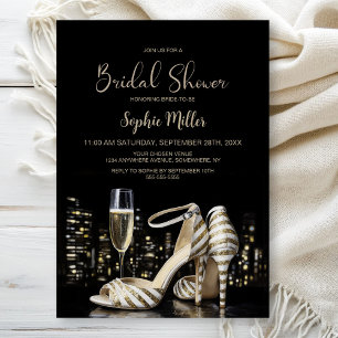 Gold gestreifte Stilettos Hochzeitsshower Einladung