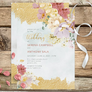 Gold getauchte Blumen Moderne Hochzeitseinladung Einladung