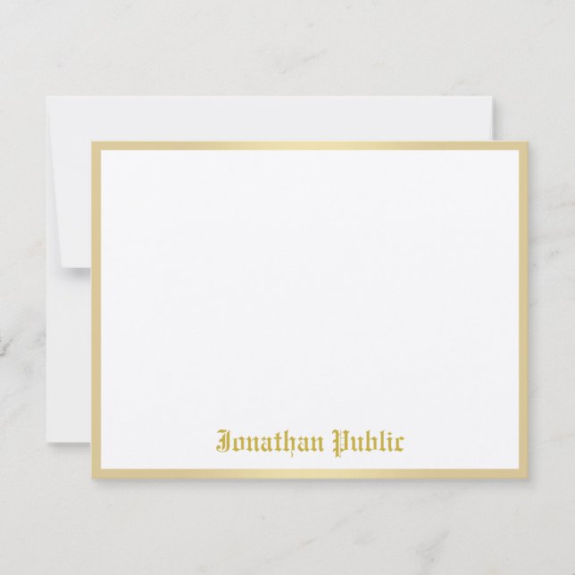 Gold gezeichnete Name Template Classic Look Chic Mitteilungskarte (Vorderseite)