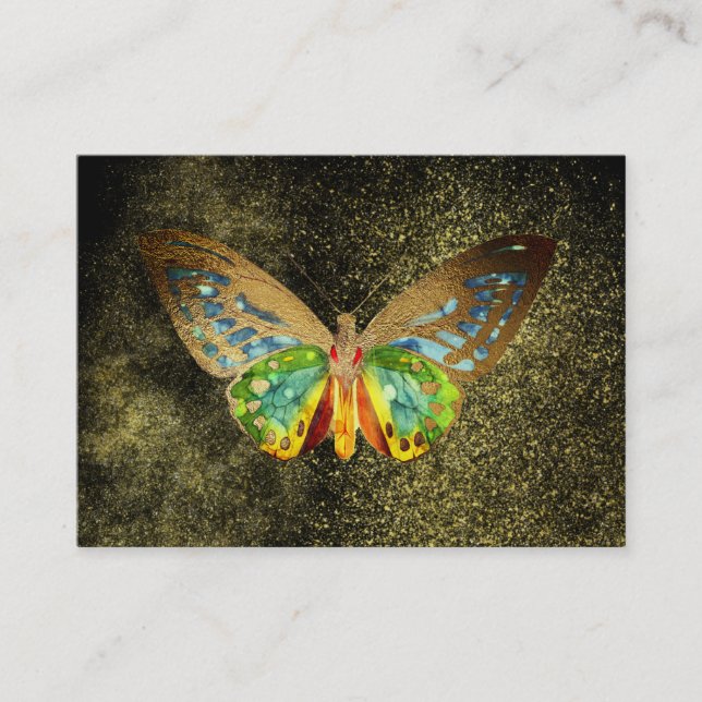 *~* Gold Gilde Watercolor Butterfly Gold Glitzer Visitenkarte (Vorderseite)