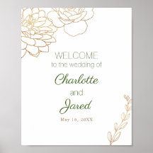 Gold Gilded Floral Welcome Sign