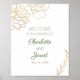 Gold Gilded Floral Welcome Sign Poster