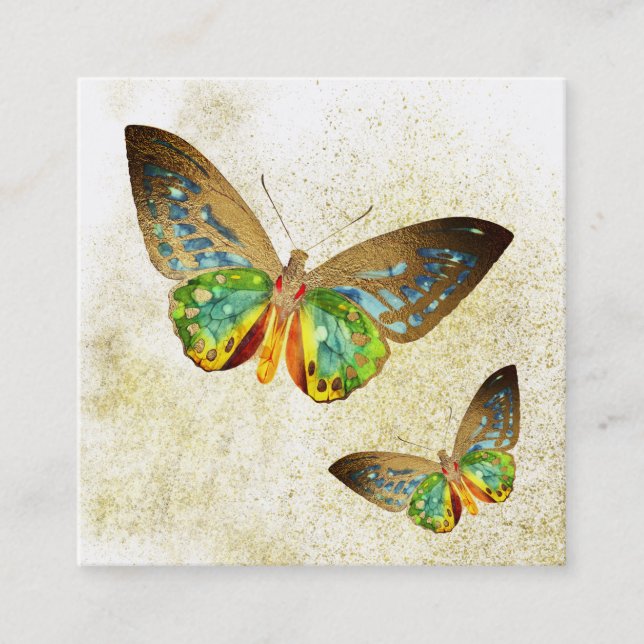 ** Gold Gilded Mystical Gold Gilded Butterfly Quadratische Visitenkarte (Vorderseite)