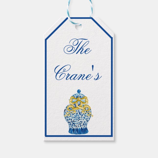 Gold Ginger Jar Jars Grußkarten Geschenktasten Geschenkanhänger (Vorderseite)