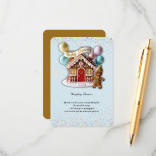 Gold Gingerbread Haus Baby Shower Begleitkarte