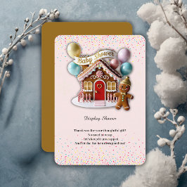 Gold Gingerbread House Baby Dusche Begleitkarte